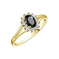 thumbnail image 4 of RYLOS Rings for Women 14K Yellow Gold Ring Classic Halo Diamond Birthstone Ring 6X4MM Oval October Black Onyx Jewelry for Women  Size 10, 4 of 8