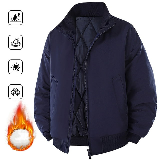 Ceisia Men's Loose Fit Stand-Collar Quilted Padded Bomber Jacket Gift