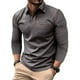 thumbnail image 1 of Blusa y camisa de manga larga con cuello vuelto para hombre, estilo casual, lisa, de manga larga, con cuello vuelto y botones, estilo jersey, para hombre, de poliéster, algodón y poliéster., 1 of 9