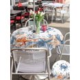 thumbnail image 5 of Outdoor Tablecloth with Umbrella Hole for Patio/Picnic/Party/Camping, Crab Coastal Waterproof Table Cloth Round Cover Washable, Summer Beach Coral Starfish Ocean (Dia 60"), 5 of 8