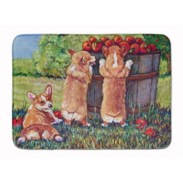 Carolines Treasures 7351RUG Apple Helper Corgis Tapis en Mousse à Mémoire de Forme Lavable en Machine