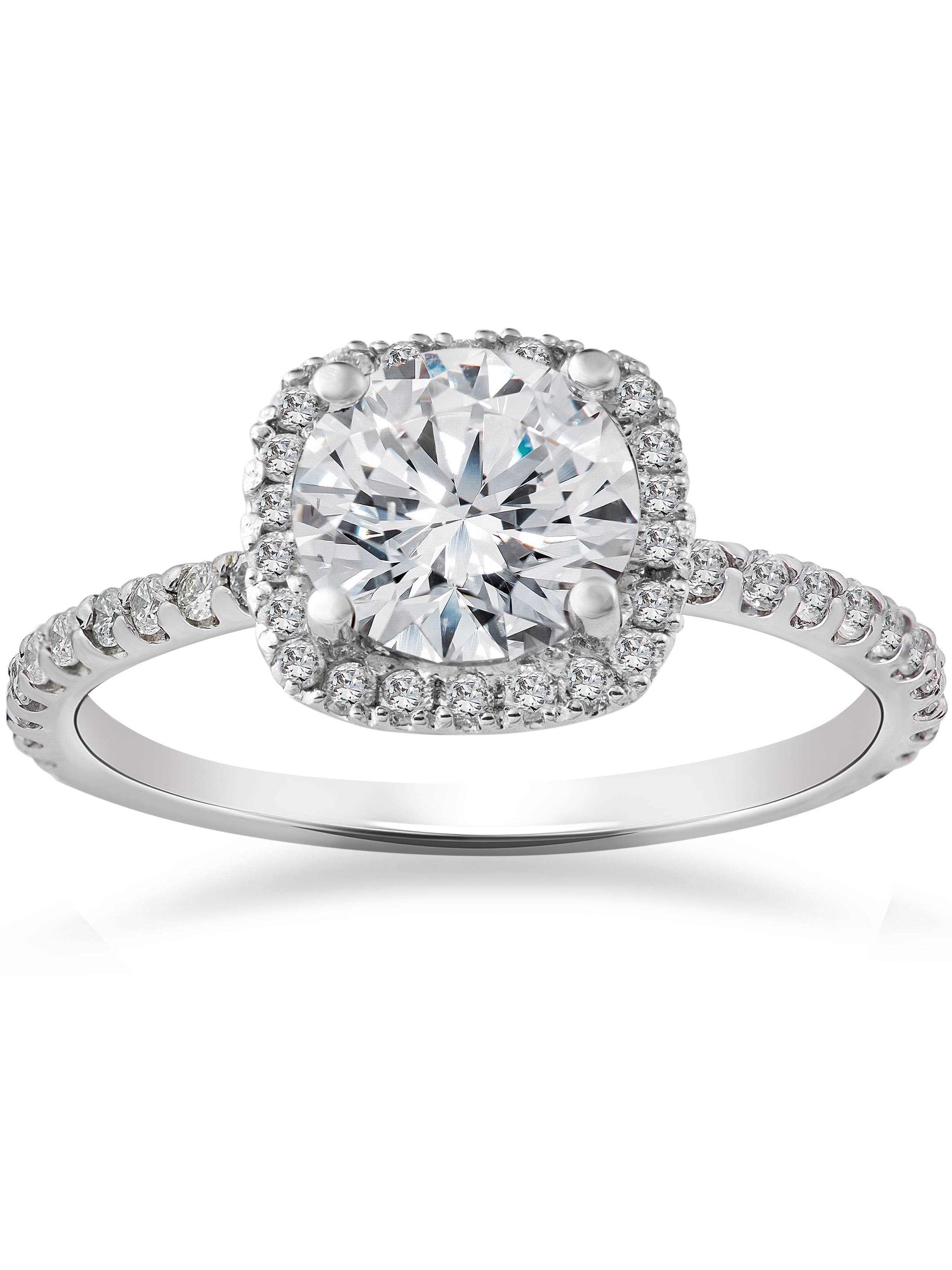 14K White Gold 2 Ct Round Cut Diamond Solitaire Engagement Ring 