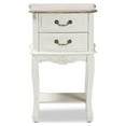 thumbnail image 3 of Amalie Antique French Country Cottage Two-Tone White and Oak Finished 2-Drawer Wood Nightstand, 3 of 5