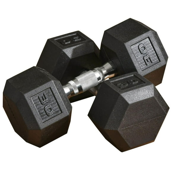 Soozier 60lbs Rubber Dumbbells Weight Set for Body Fitness Training