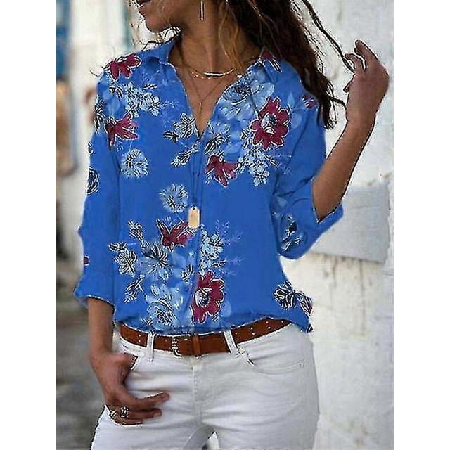 Blouse en Chiffon Élégante Grande Taille pour Femmes avec Col Rabattu - 2024 Tenue Décontractée et de Travail S-5TG