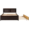 thumbnail image 5 of Full Size Bed with Trundle, Full Storage Bed with Bookcase Headboard, Pull Out  Platform Bed with Wood Bed Frames for Bedroom, Guest Room, 5 of 9