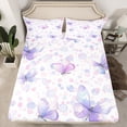 thumbnail image 2 of Homewish Romantic Purple Buttefly Queen Sheet Sets, Cartoon Animal Fitted Sheet, 4pcs, 2 of 7