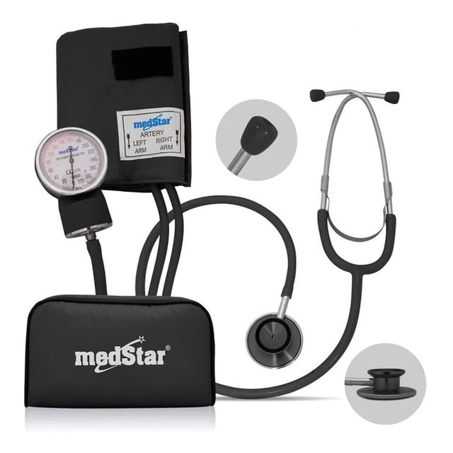 Esfigmomanómetro Aneroide Kit Estetoscopio Negro Medstar Medstar SLI-HS-50B-F