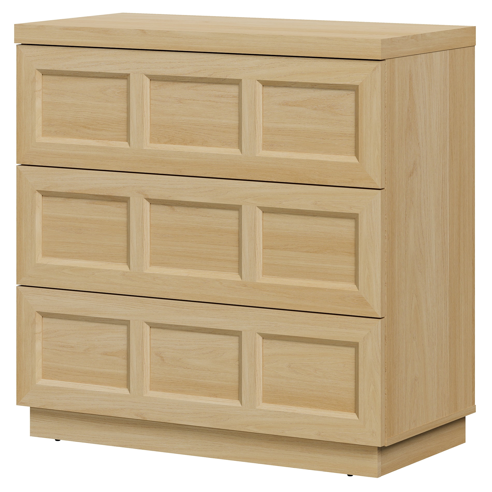 HOMOOI Rustic Nightstand with 3 Drawers, Boho Thickened Wood Bedside Cabinet with Smooth Gliding Drawers, Modern Anti-Wobble Side End Table for Bedroom，Oak