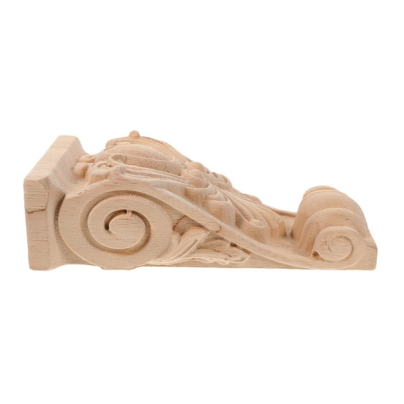 KAKOWELY wood shelf bracket European Style Wood Carved Corbel Appliques Solid Wood Shelf Bracket Decorative Wooden Corbels For Doorway Unpainted Wood For Home Decor