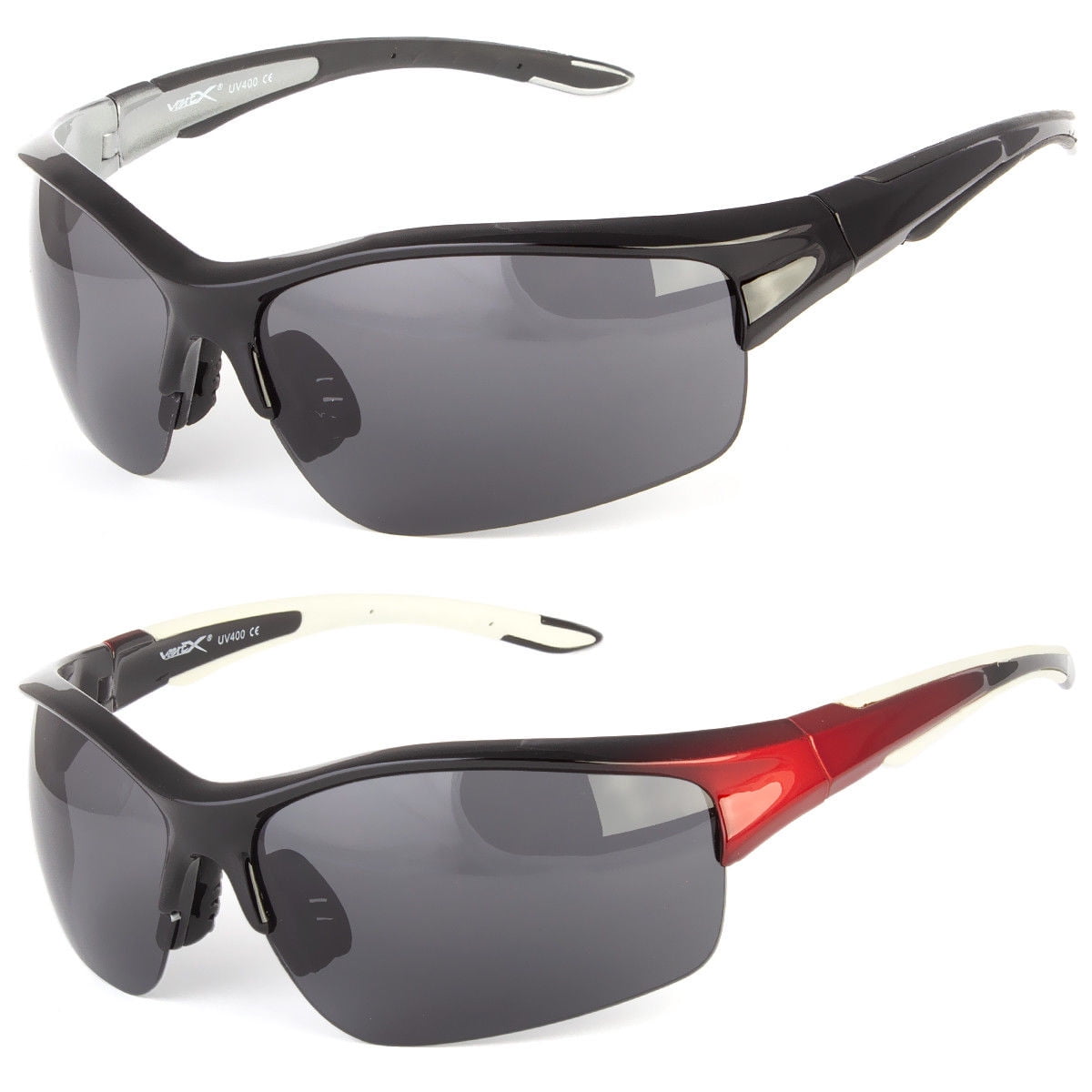 Vertex Half Frame Mens Mirrored Lens Wrap Around Sport Cycling Baseball Sunglass