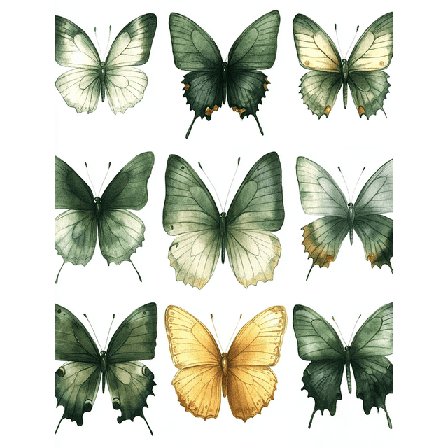 Qisvanset Framed Canvas Wall Art 12x16 Inch Sage Green Watercolor Butterfly Nursery Print Art