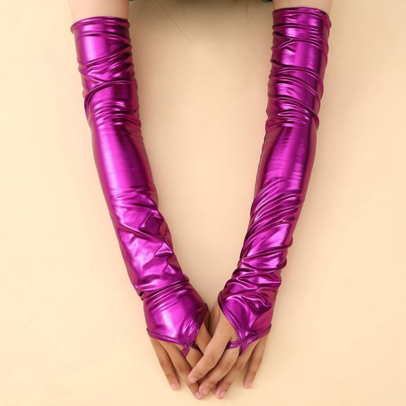 CUZIBR Snow Gloves Solid Color Leather Fingerless Long Glove Wedding Party Performance Opera Evening Dress For Cold Weather