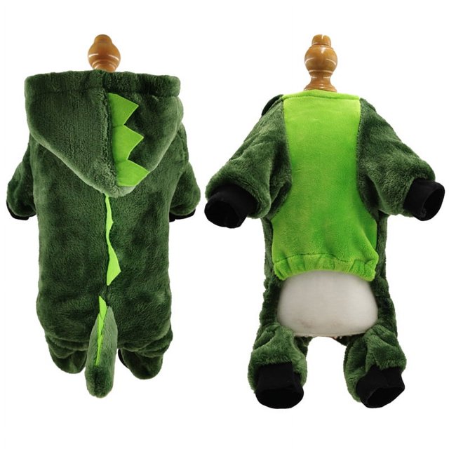 Ropa de otoño e invierno para mascotas, ropa de forro polar coral para cachorros, disfraz de dinosaurio transformador de dibujos animados para perros