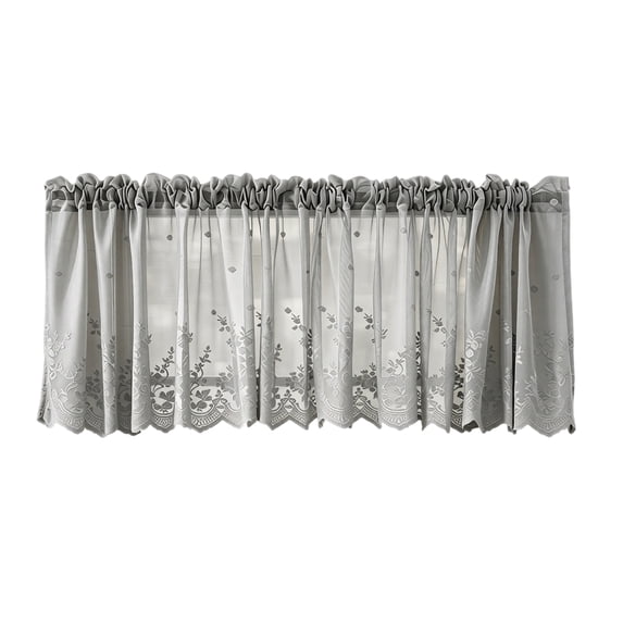 Cafe Curtain 54x24 Inch Blue Lace Short Sheer Curtain, Kitchen Window Treatment with Rod Pocket, Light Filtering Fresh Style Drapes for Kitchen Bathroom