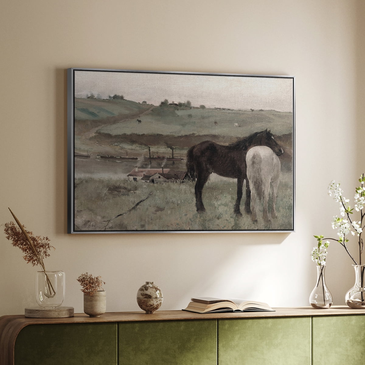 Vintage Animal Print-XV By Wexford Home Framed in Silver Wood Gallery Wrapped Canvas 25 in. x 37 in.
