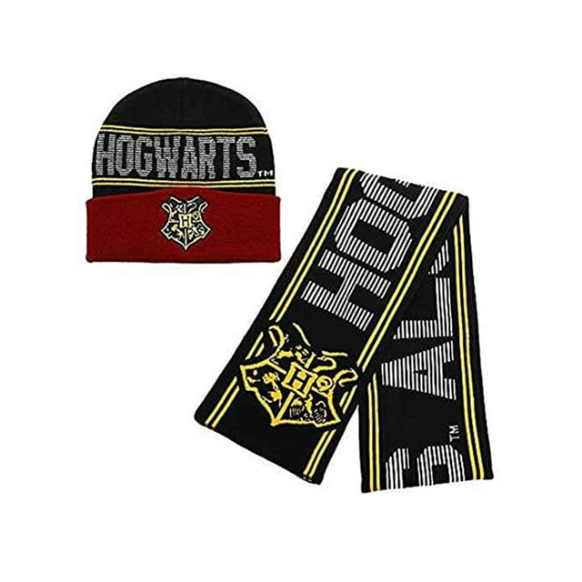 Harry Potter Hogwarts Houses Knit Scarf & Beanie Set (Hogwarts)