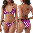thumbnail image 3 of Fotbe Purlpe And White Polka Dot Traje de Baño para Mujer de Dos Piezas – Bikini Sexy de Tirantes Tipo Halter con Diseño Triangular, 3 of 6