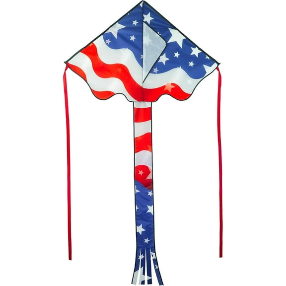 In the Breeze 3396 — Patriotic 46-inch Fly-Hi Kite — Colorful Easy-Flying, Single-Line Kite, Kite Bag and Line Included