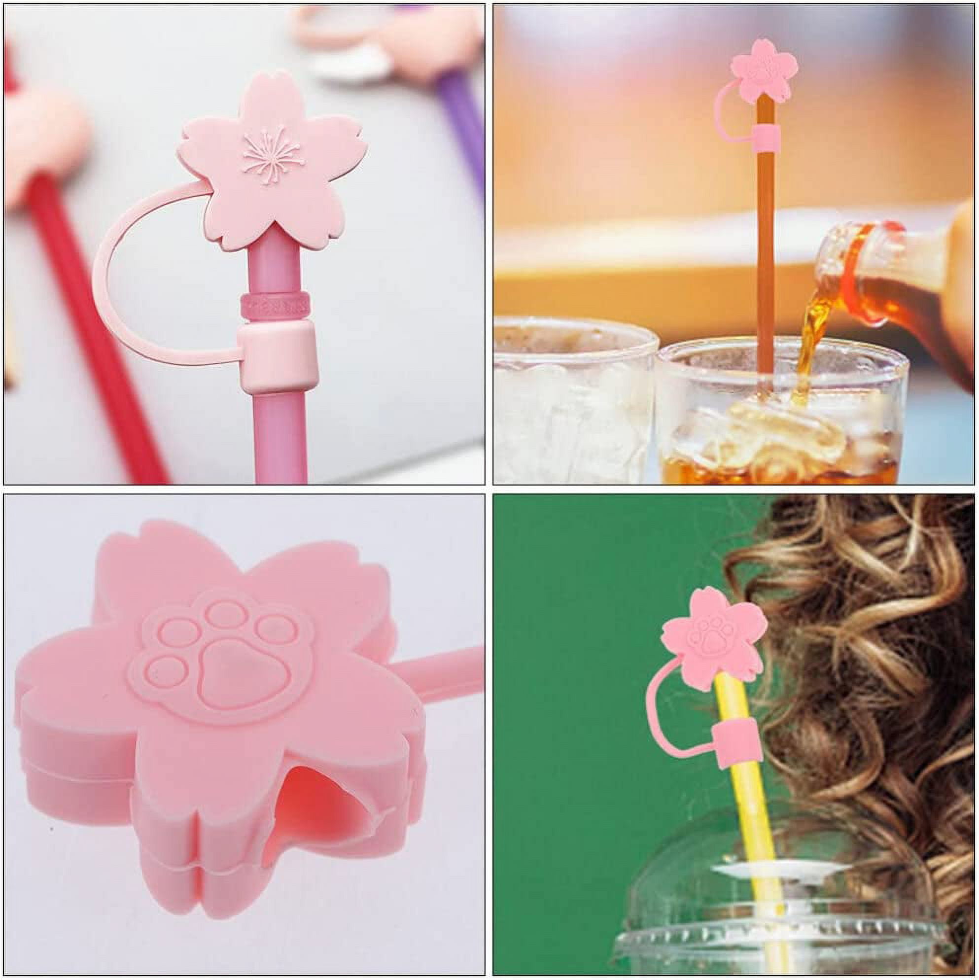 9Pcs Pink Straw Covers Cap Aesthetic Straw Cover for Girls Women Silicone  Drinking Straw Topper Reusable Portable Dust Proof Plugs Cap Protector for