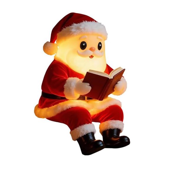 Injueey Lámpara de resina con forma de libro de Papá Noel, funciona con pilas, decoración festiva, iluminación navideña de interior, Kits de decoración para fiestas 20*13*12 cm