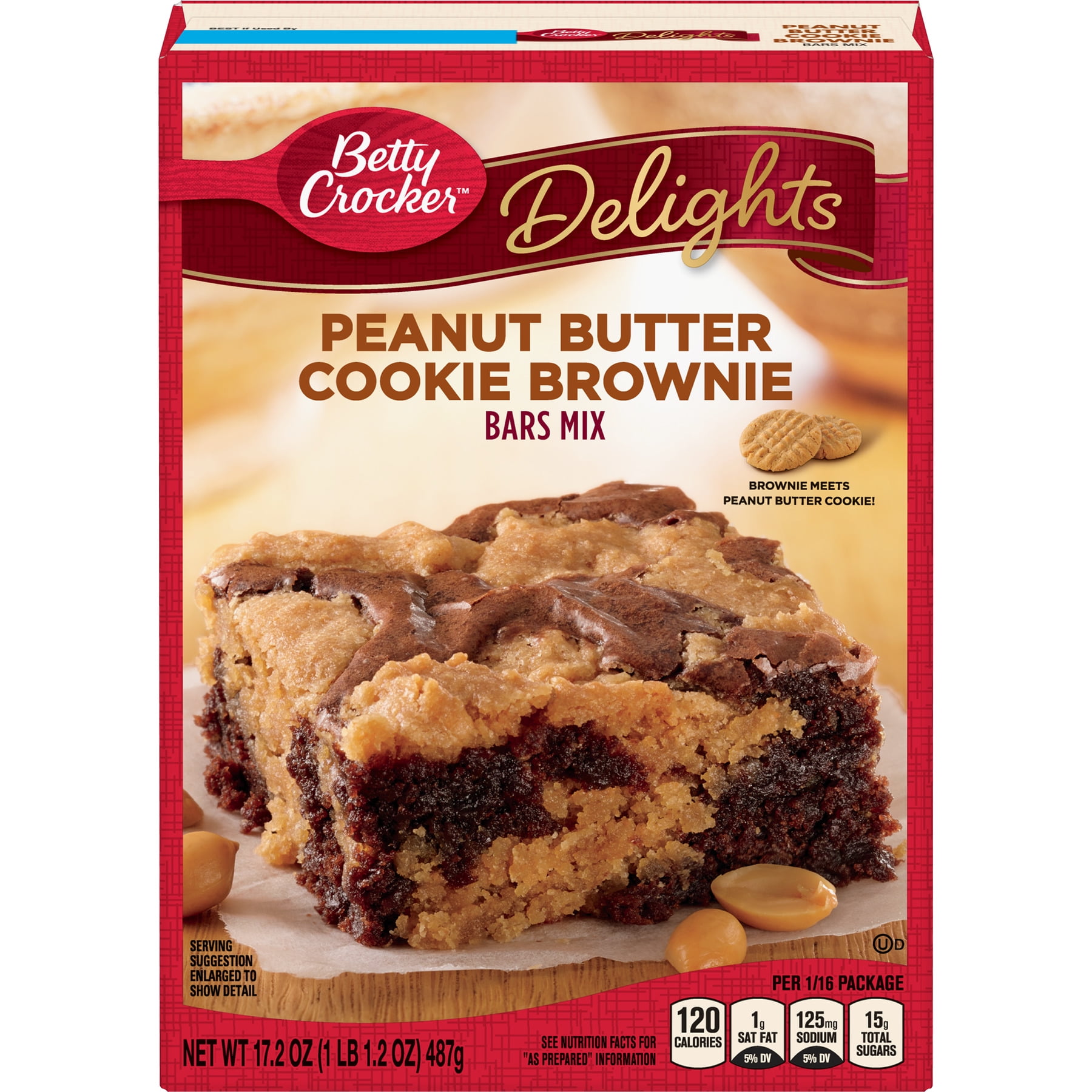 Betty Crocker Delights Peanut Butter Cookie Brownie Bar Mix, 17.2 oz