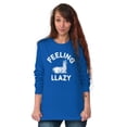 thumbnail image 4 of Feeling Llama Lazy Funny Animal Pun Plus Size Long Sleeve Graphic Tee Shirt Brisco Brands 3X, 4 of 5