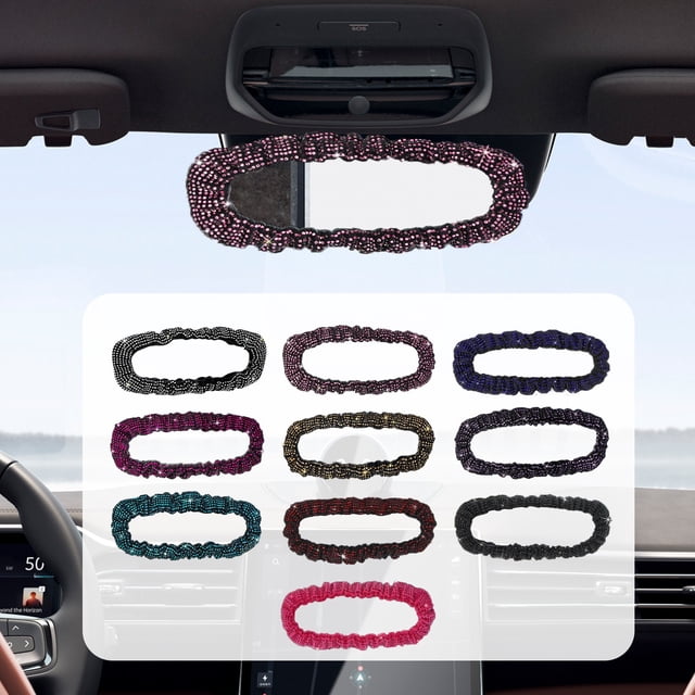 Sparkly Diamond Mirror Cover - Elastic Bling Accessory for Car Rear View Mirror Decoration & Protection