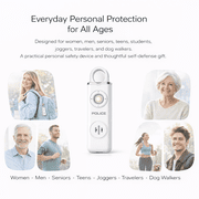 POLICE Personal Safety Alarm, 130dB Loud Siren with LED Flashlight Rechargeable, White