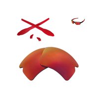 Walleva Fire Red Polarized Lenses And Red Rubber Kit For Oakley Flak 2.0 XL Sunglasses