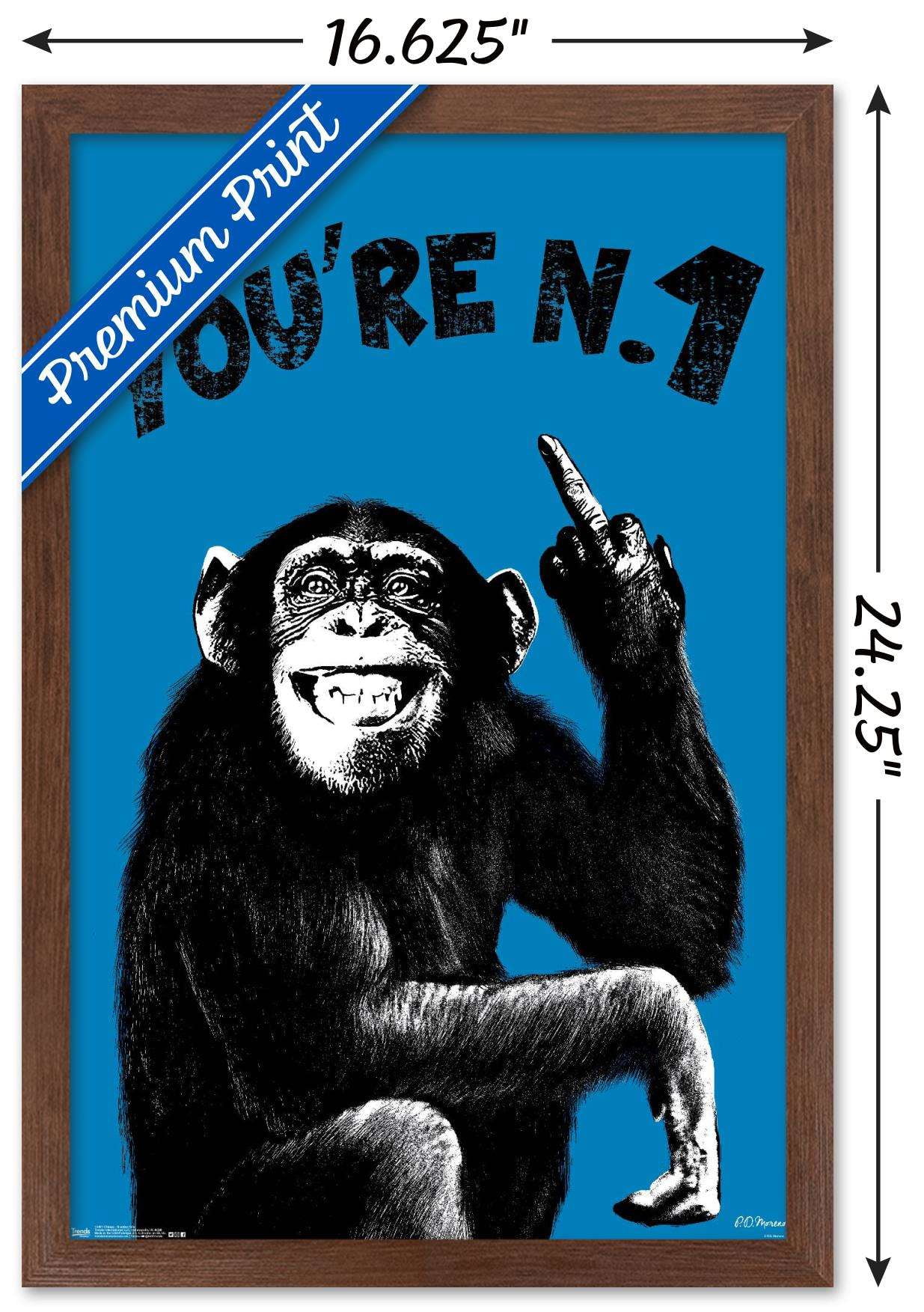 Chimpy - You're Number One Wall Poster, 14.725" x 22.375", Framed