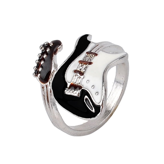 Unisex Alloy Guitar Drip Ring: European and American Style, Baking Varnish Finish Ring for Music Lovers, Fashion Jewelry Accessory