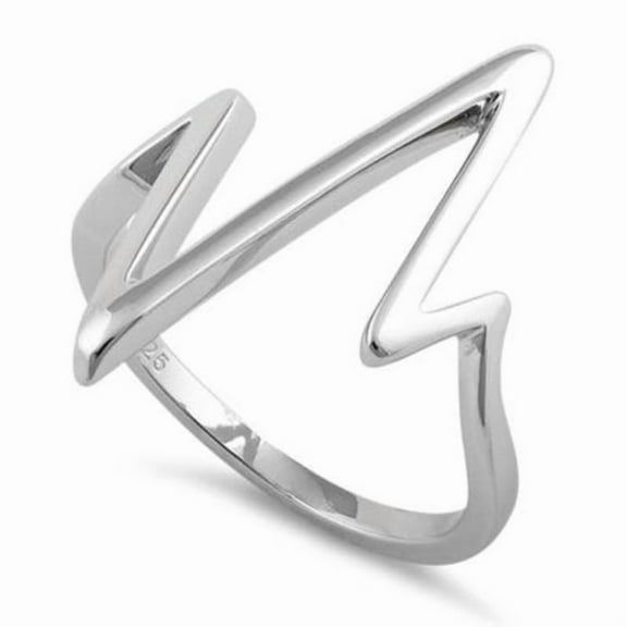 Heartbeat Zigzag Ring 925 Sterling Silver Minimalist Statement Band for Women_9.5