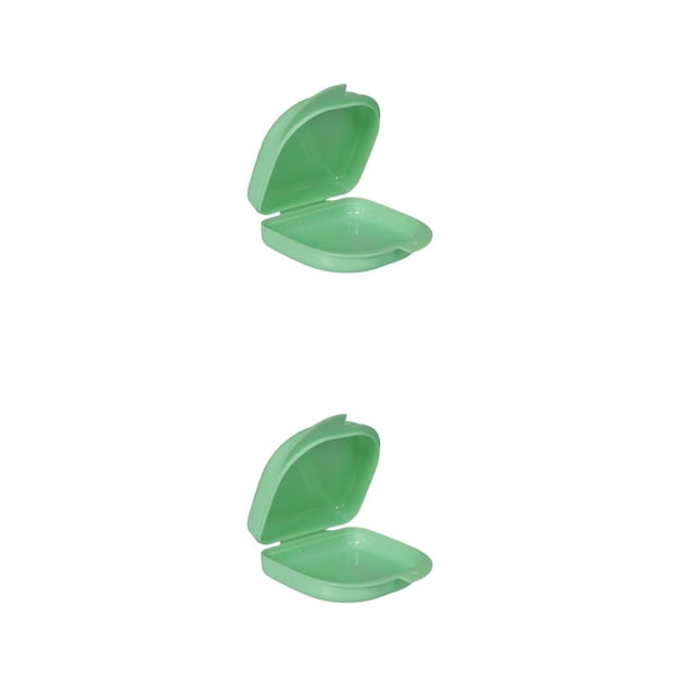 maskred 2 Pieces Denture Storage Box Reusable Washable Universal Replacement Dustproof Tear-resistant Draining Case Accessories Green 2Set