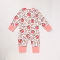 thumbnail image 3 of ZEHJUHAN Baby Infant Back to School Romper Long Sleeve Apple & Pencil Print Zipper Onesie Outfit Pink，1-3M, 3 of 7