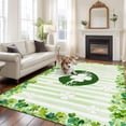 thumbnail image 2 of Area Rug for Living Room, St. Patrick's Day Non-Slip Indoor Large Carpet for Bedroom/Dining Room, Lucky Shamrock Leaves Lips Green Stripes Washable Low-Profile Rectangle Floor Runner Rugs - 5 x 8 Ft, 2 of 8