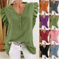 thumbnail image 1 of Blusa de trabajo,Blusa informal con cuello en V para mujer, mangas holgadas, mezcla de poliéster y elastano, ideal para el hogar y el trabajo, sopatenor, 1 of 9