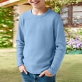 thumbnail image 2 of YOUYEDIAN Waffle Long Sleeve T-Shirts Boys 4-14 Years Kids Thermal Crew Neck Tops Youth Fall Warm Shirts Basic Tees (Light Blue, 13-14 Years), 2 of 5