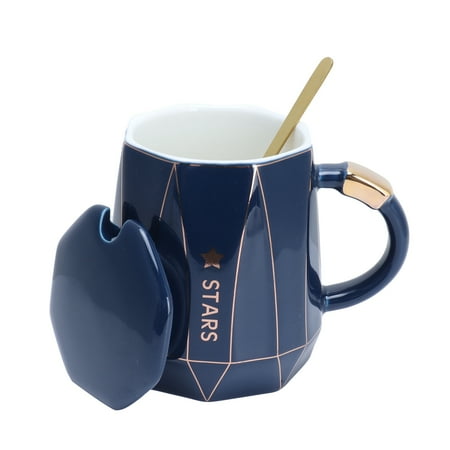 

Ceramic Mug Drink Cup 400ml Ceramic + Stainless Steel Lightweight For Home For Drinkware For Gift For Cafe Blue