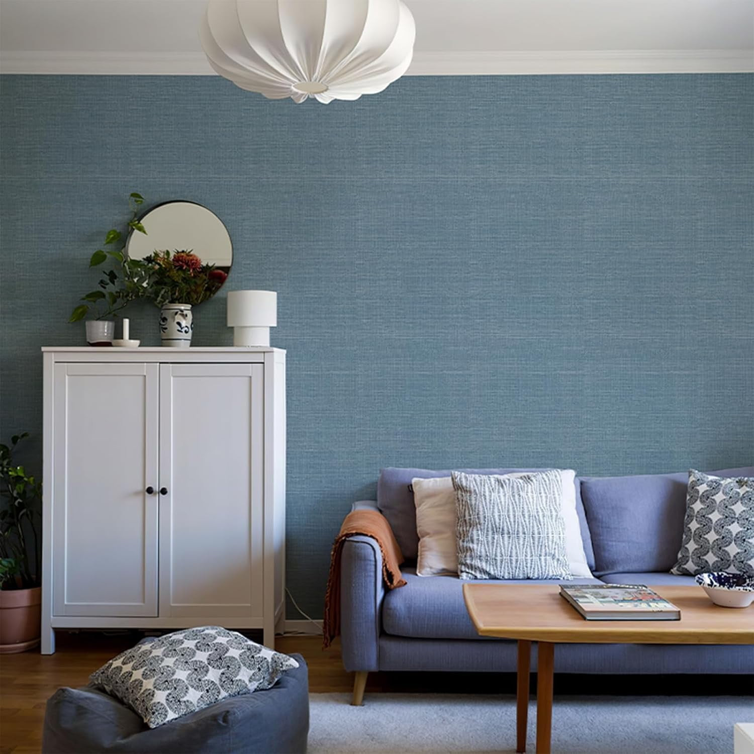AsdQ Wallpaper Peel and Stick 118-in x 17.3-in Textured Wallpaper Faux Grasscloth Self-Adhesive Linen Removable Wallpaper Cabinets Counter Top Liners