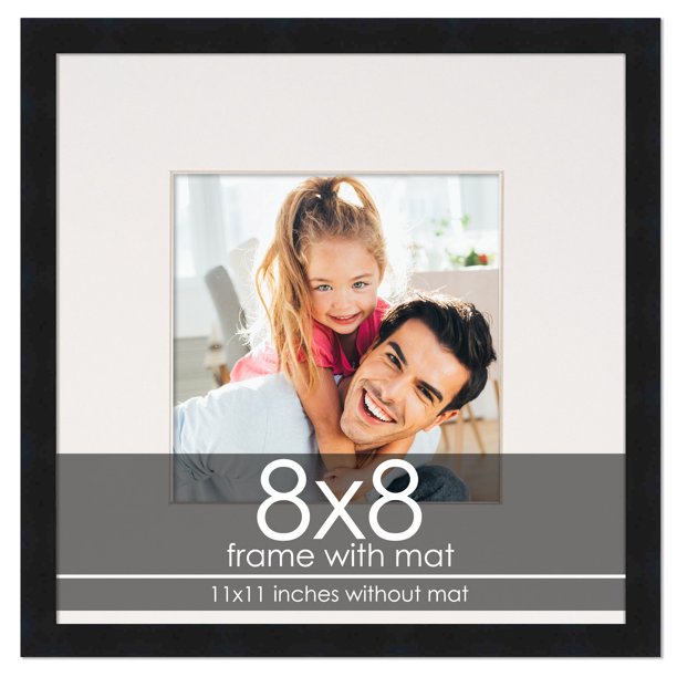 8x8 Frame with Mat Black 11x11 Frame Wood Made to Display Print or