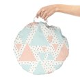 thumbnail image 2 of Neutral Color Round Floor Cushion with Handle, Triangles Geometric Hipster Minimalist Contemporary Art Deco, Pillow for Living Room & Dorms, 18" Round, Peach Pale Blue and Coconut, by Ambesonne, 2 of 4