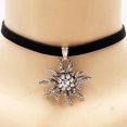 thumbnail image 5 of Fashion Edelweiss Flower Pendant Necklace Women Oktoberfest Traditional Costume German Jewelry Gift Velvets Rhinestone, 5 of 8