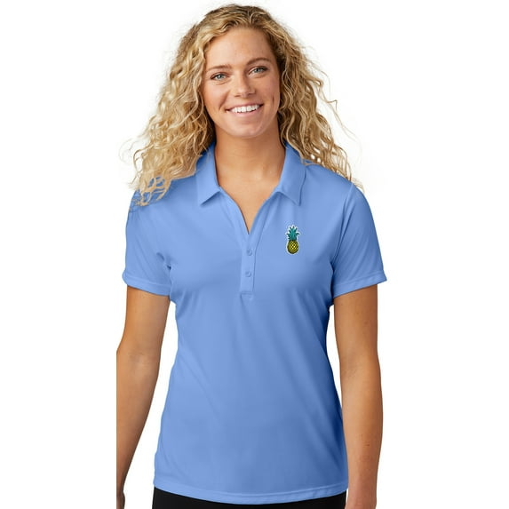 Womens Pineapple Moisture-Wicking Polo Shirt, Large Carolina Blue