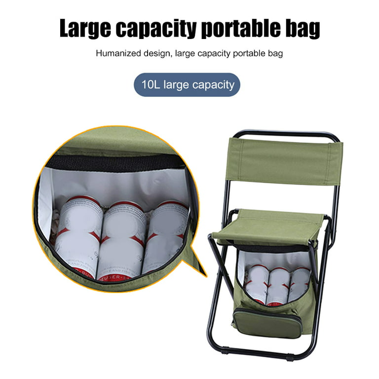 Smrinog Folding Chair Ice Cooler Picnic Bags Hiking Camping Fishing Stool  (Green)