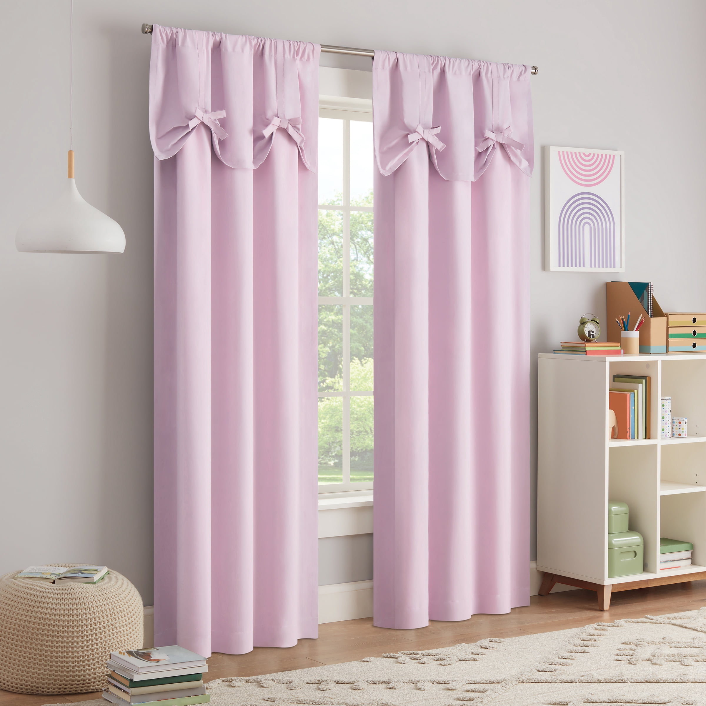 Eclipse Kids Bow Tie Up 100% Blackout 63" long x 40" wide Curtain panel in Pink