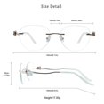 thumbnail image 3 of VisionGlobal Metal Readers for men/women Blue Light Blocking,Hand-set Diamond Fashion Square Glasses (White Clear, +1.50 Magnification), 3 of 5