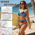 thumbnail image 5 of Garronmavis Women's Bikini Sets 2 Piece Twist Front Tummy Control High Waisted Swimsuits Side Tie Halter Tropical Palm Sunset Bathing Suit Swimwear, 5 of 6