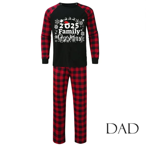 Uaswgudfs 2026 Family Christmas Plaid Matching Pajamas for Dad, Red Black Checkered Long Sleeve Top & Pants Two-Piece Sleepwear, Holiday Family Matching Loungewear for Christmas - Walmart Hot Sale