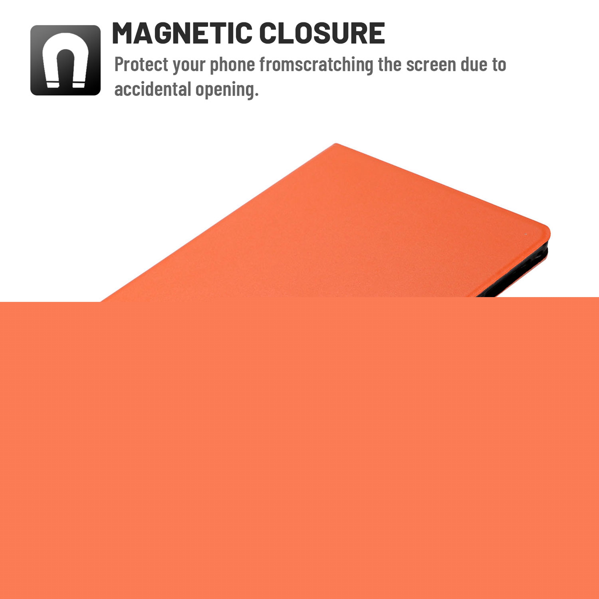 thumbnail image 2 of Dteck Folio Case for Samsung Galaxy Tab A 9.7 2015 SM-T550 T555, Slim Fit Book Cover Design Multi-Angle Stand PU Leather Case Cover, Orange, 2 of 5